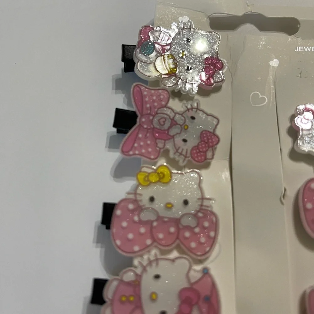 Hello Kitty Pink Bow Hair Clips - Set of 8